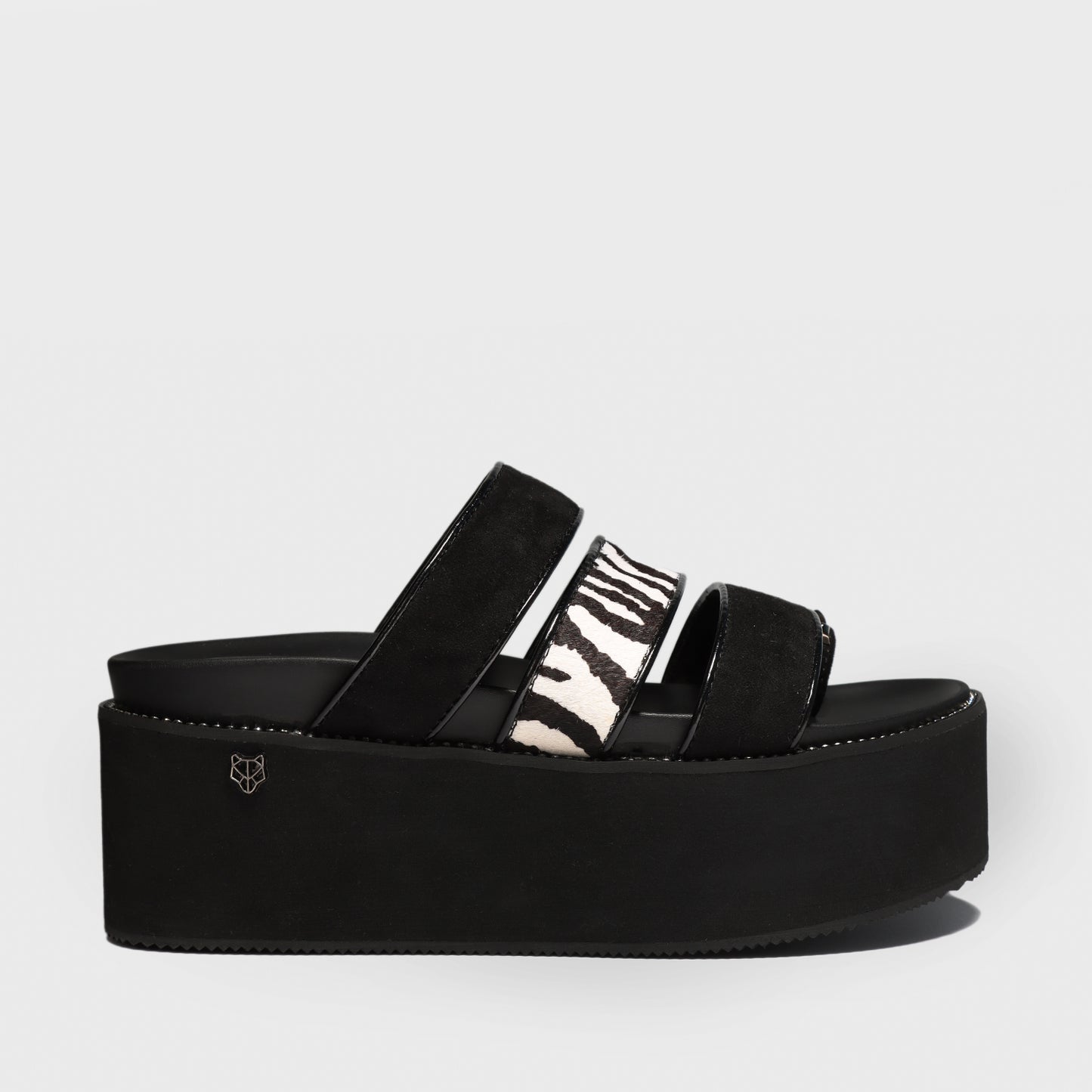 Sandalia Plataforma Animal Print Cuero Mujer 15662