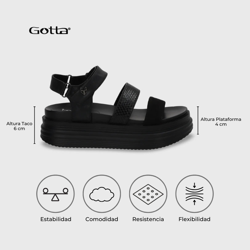 Sandalia Negra Mujer 15711