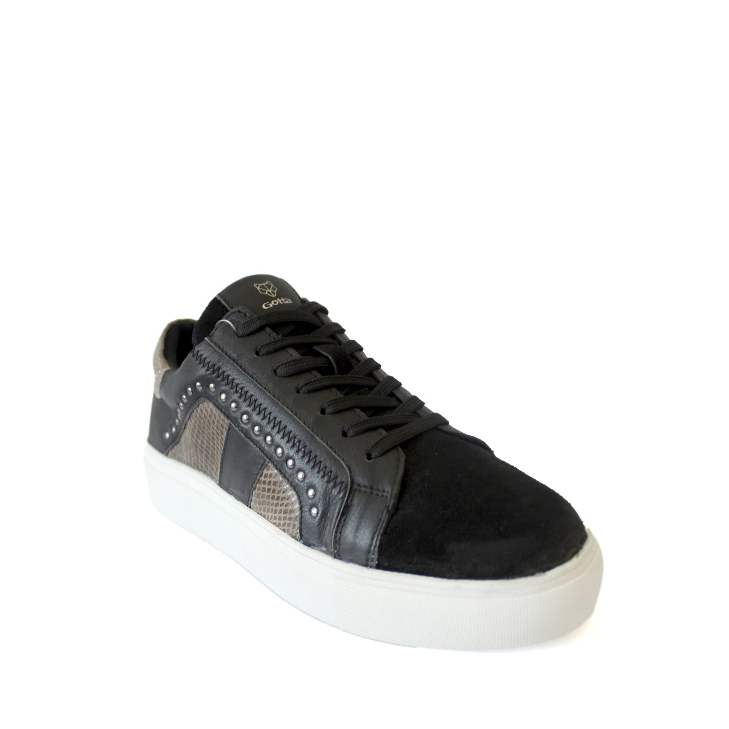 Zapatilla Negra Cuero Mujer 18521