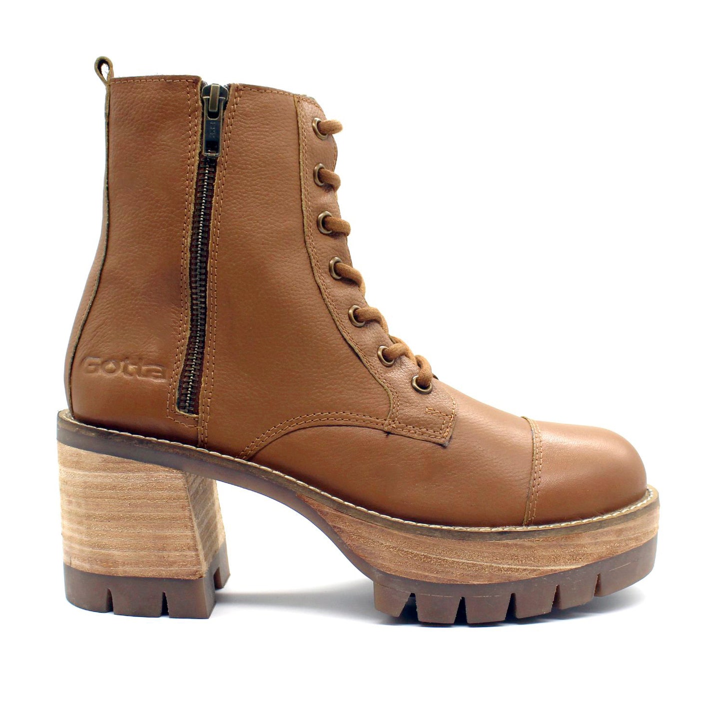 Botín Cuero Camel Mujer 18563