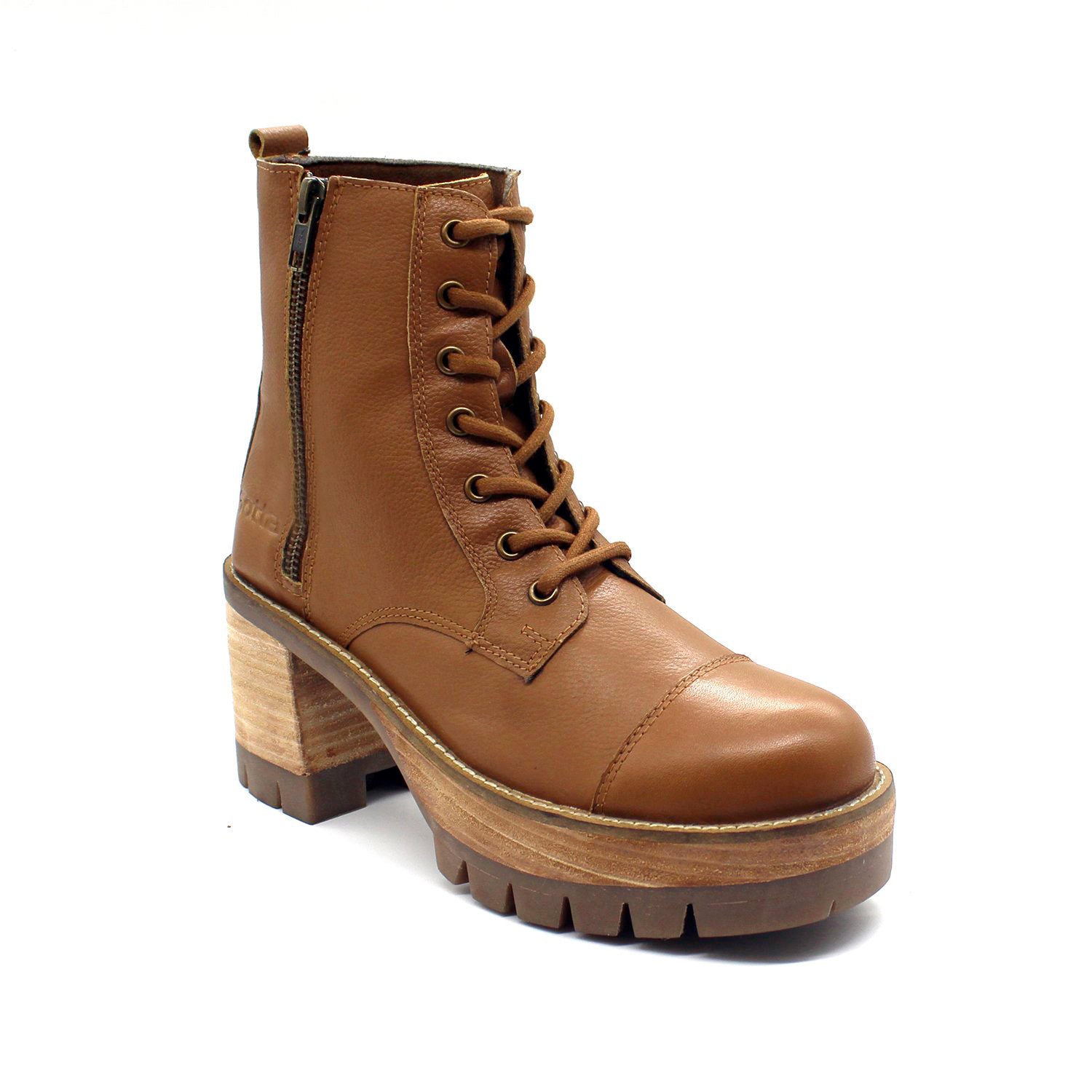 Botín Cuero Camel Mujer 18563