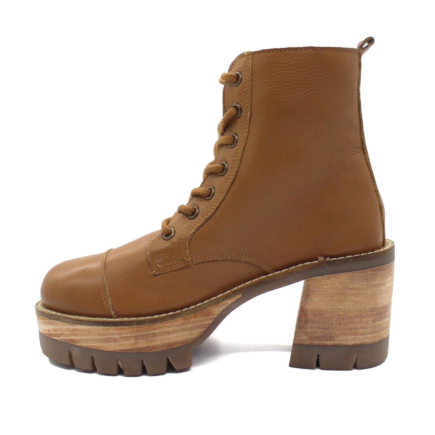 Botín Cuero Camel Mujer 18563