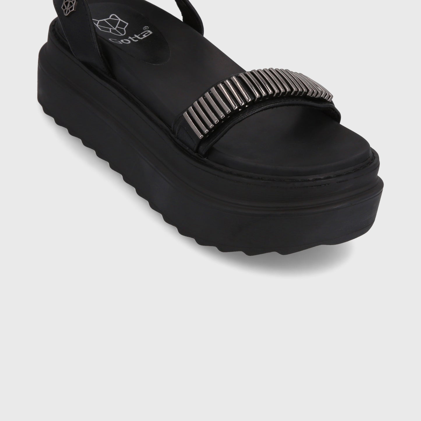 Sandalia Plataforma Negra Mujer 25233
