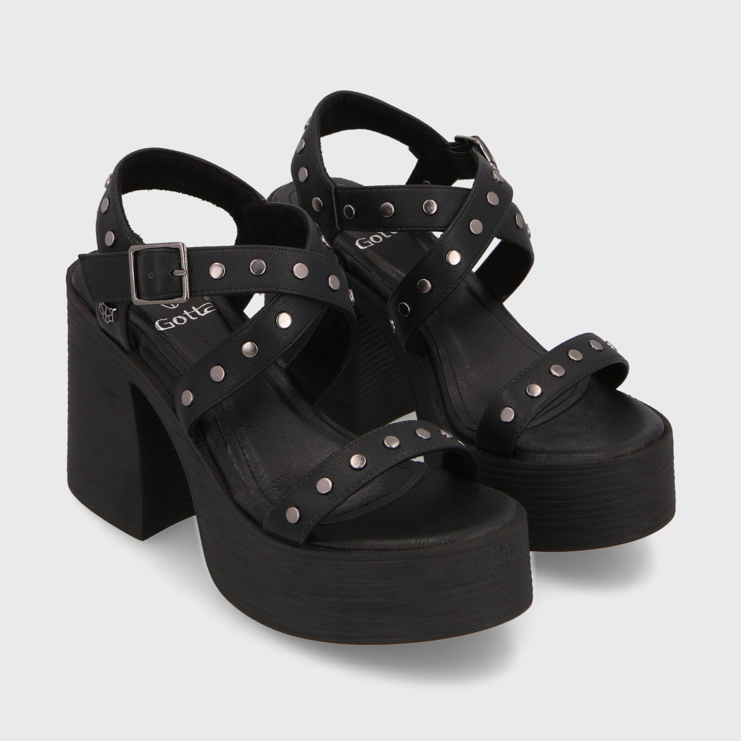 Sandalia Plataforma Negra Mujer 25413