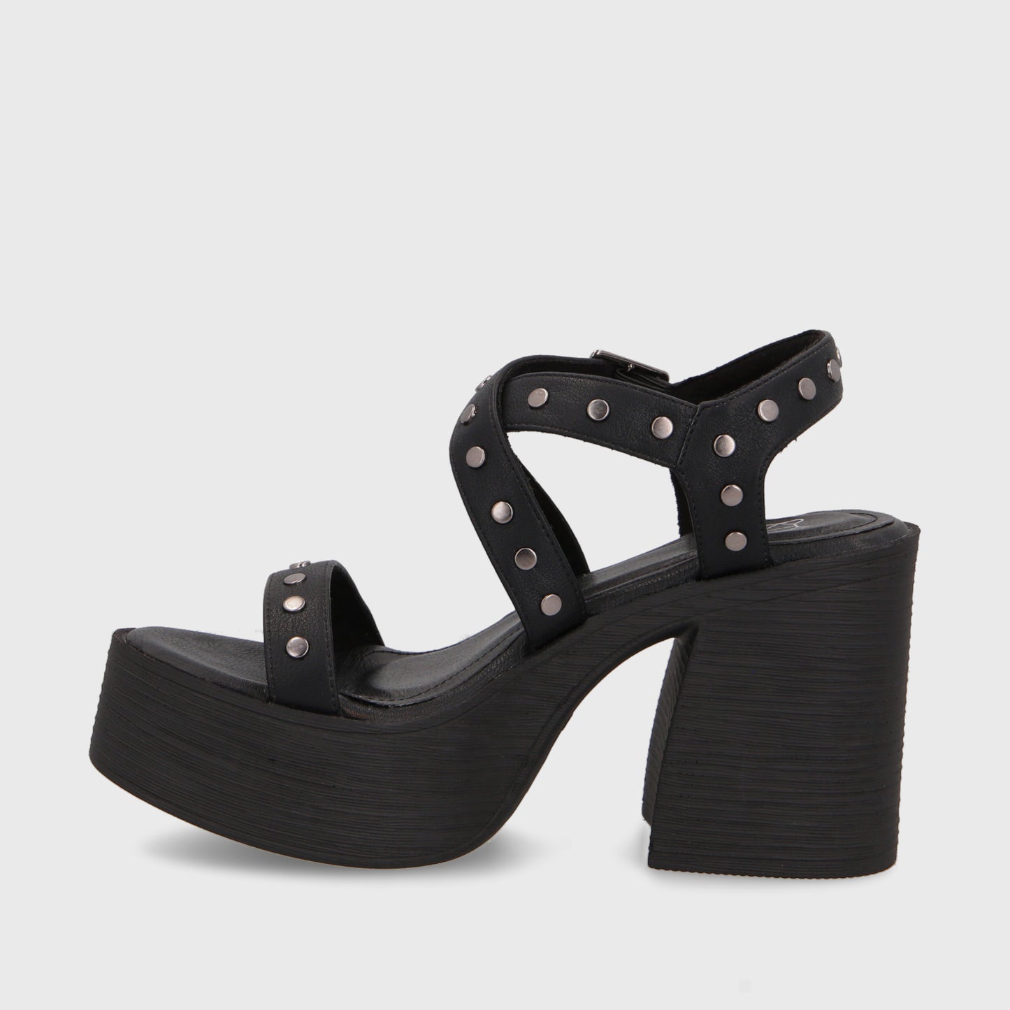 Sandalia Plataforma Negra Mujer 25413