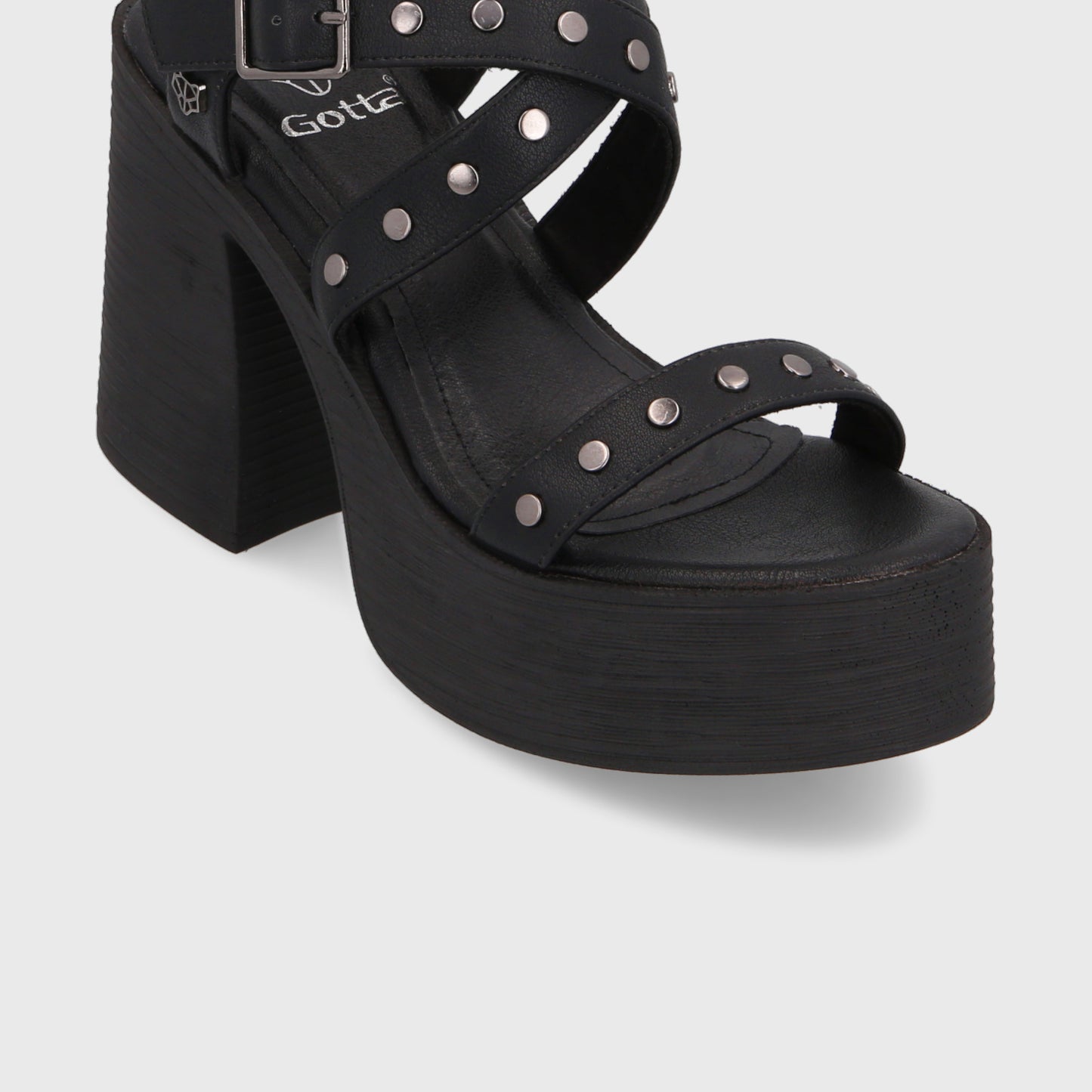 Sandalia Plataforma Negra Mujer 25413