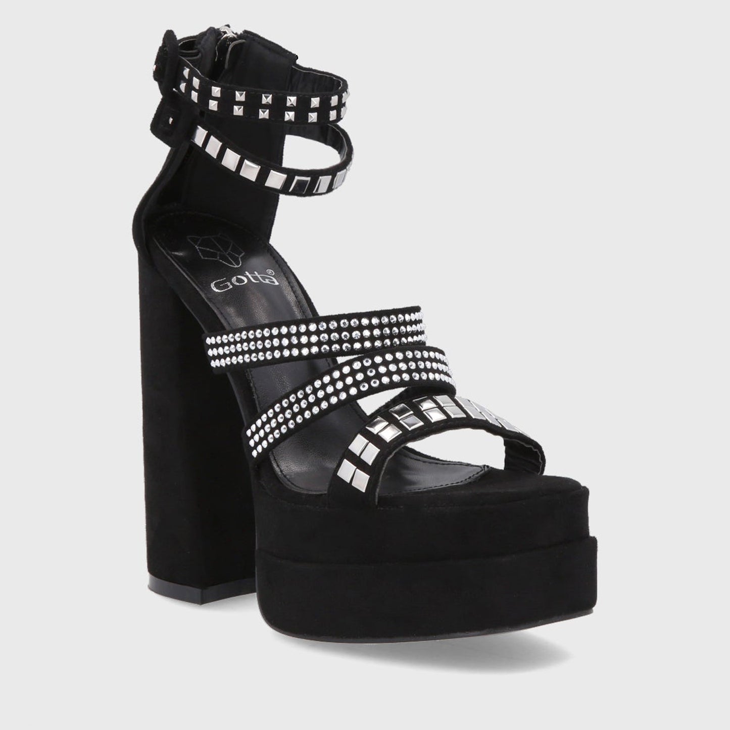 Sandalia Plataforma Negra Mujer 25912