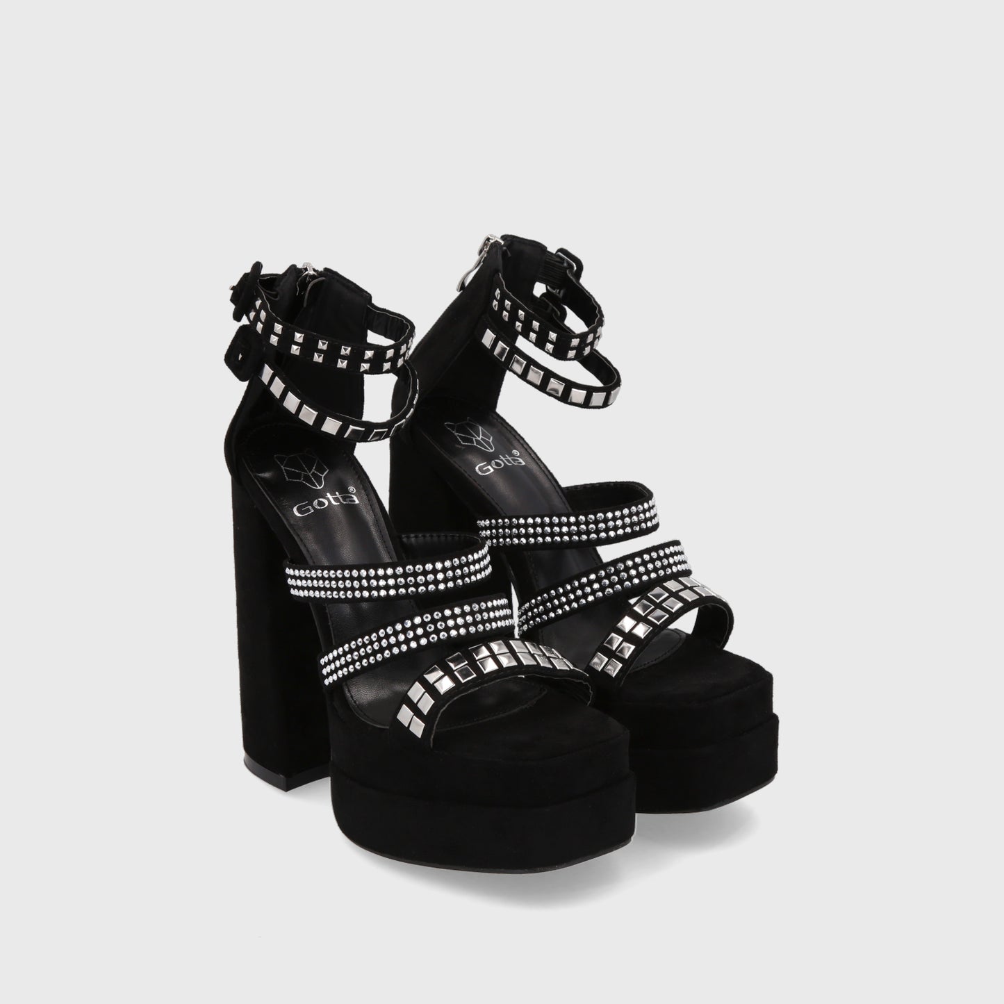 Sandalia Plataforma Negra Mujer 25912