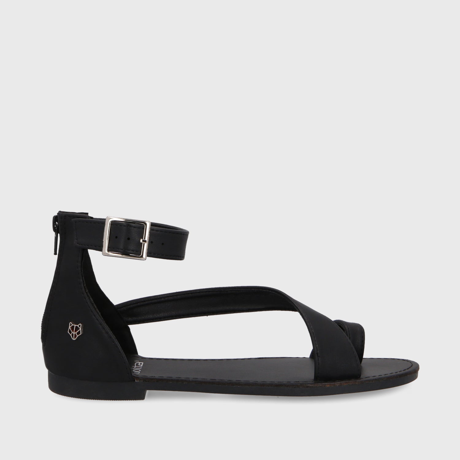 Sandalia Plana Negra Mujer 33711