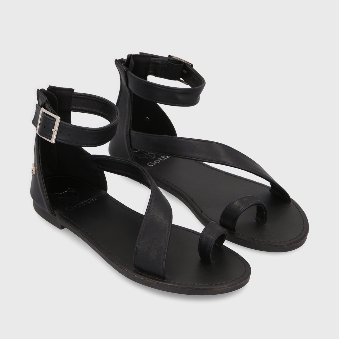 Sandalia Plana Negra Mujer 33711