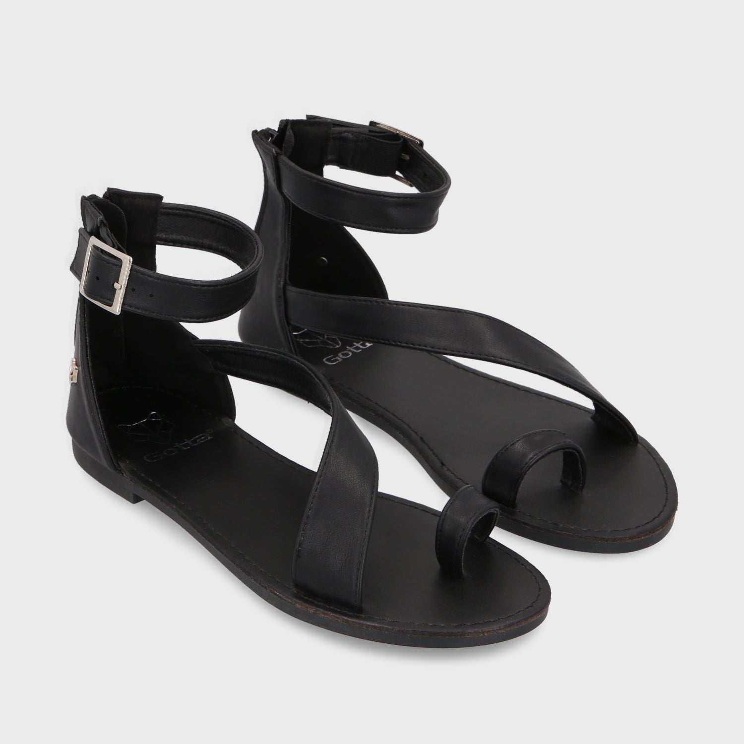 Sandalia Plana Negra Mujer 33711