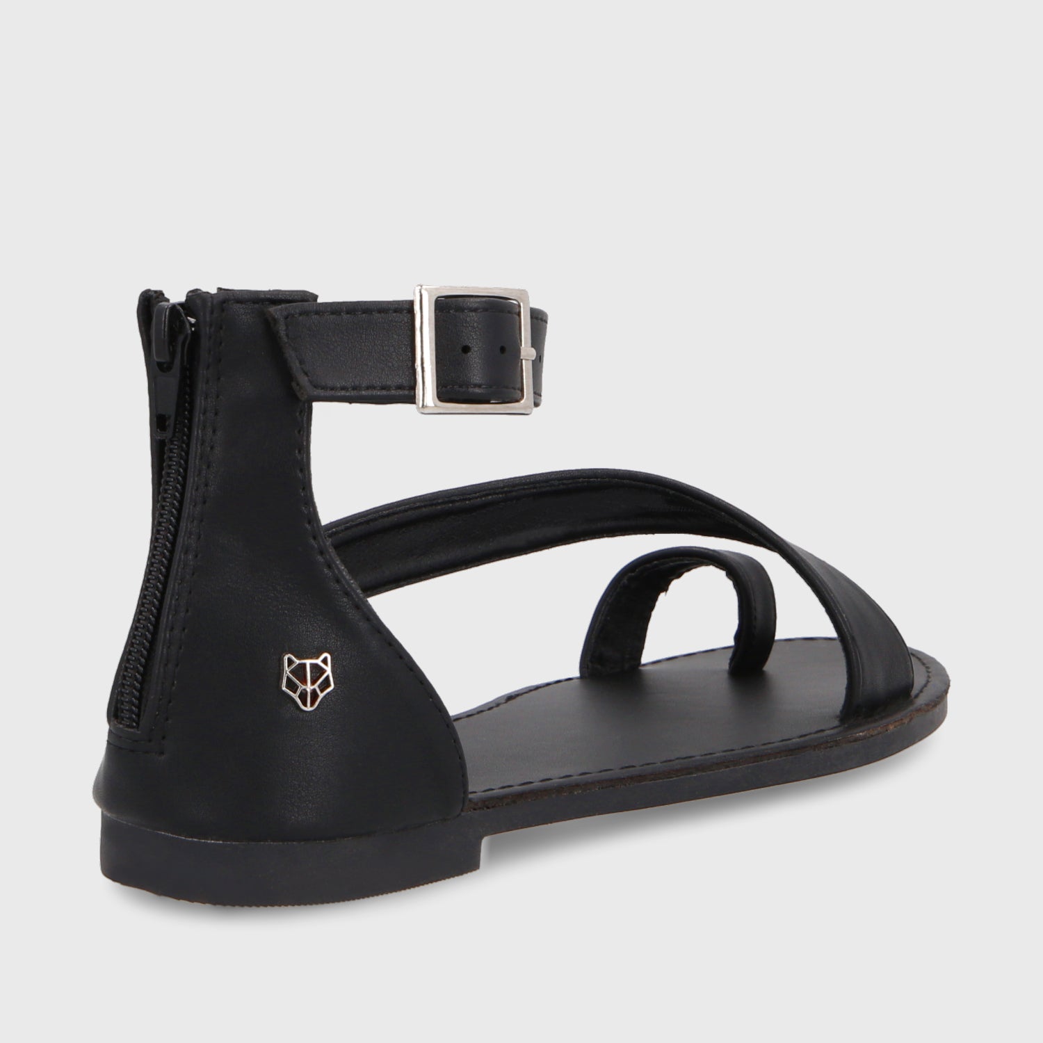 Sandalia Plana Negra Mujer 33711