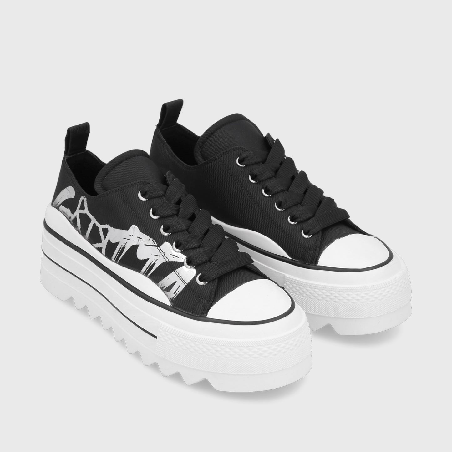 Zapatilla Plataforma Negra Mujer 33741