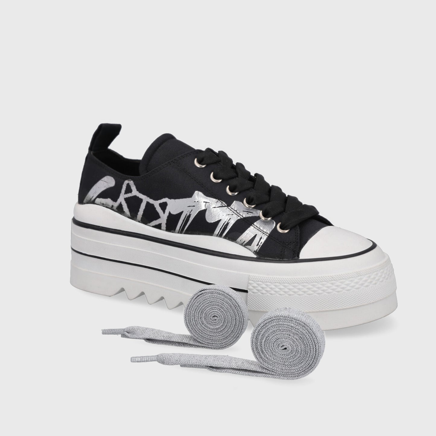 Zapatilla Plataforma Negra Mujer 33741