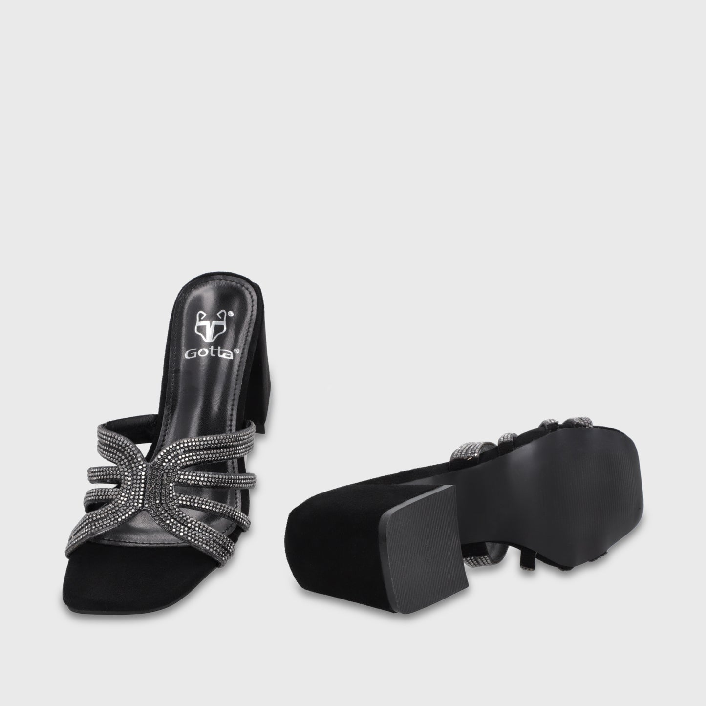 Sandalia Taco Negra Mujer 35135