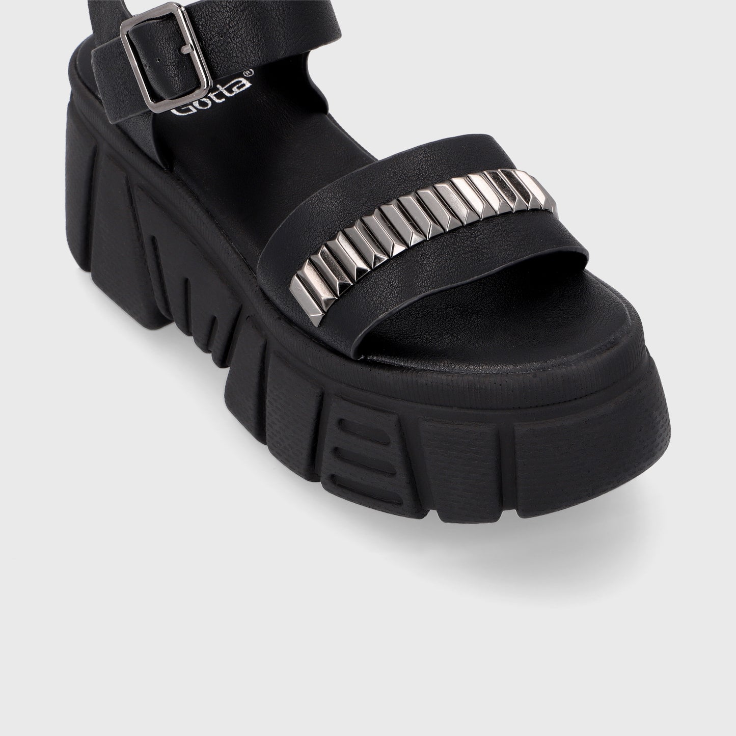 Sandalia Plataforma Negra Mujer 35172