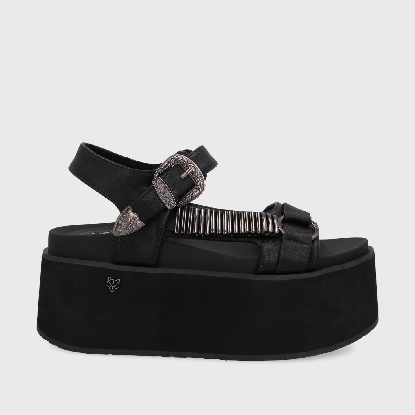 Sandalia Plataforma Negra Mujer 35183