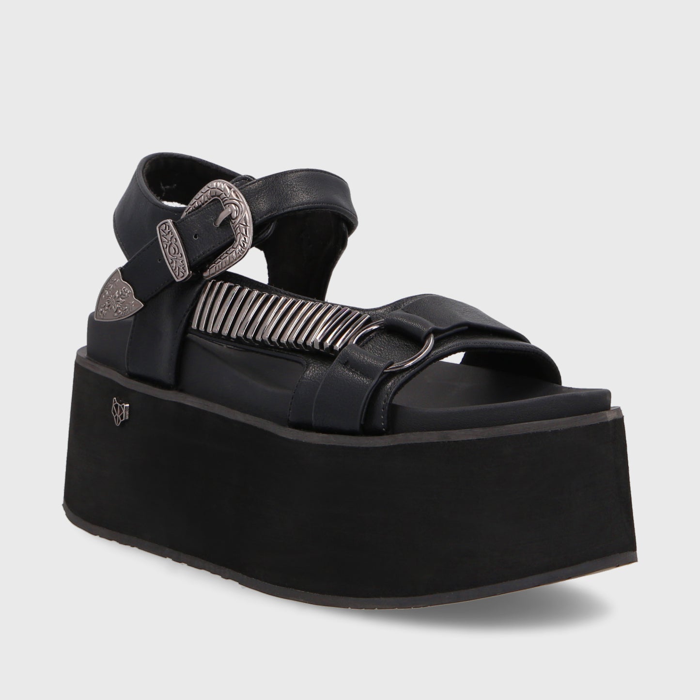 Sandalia Plataforma Negra Mujer 35183