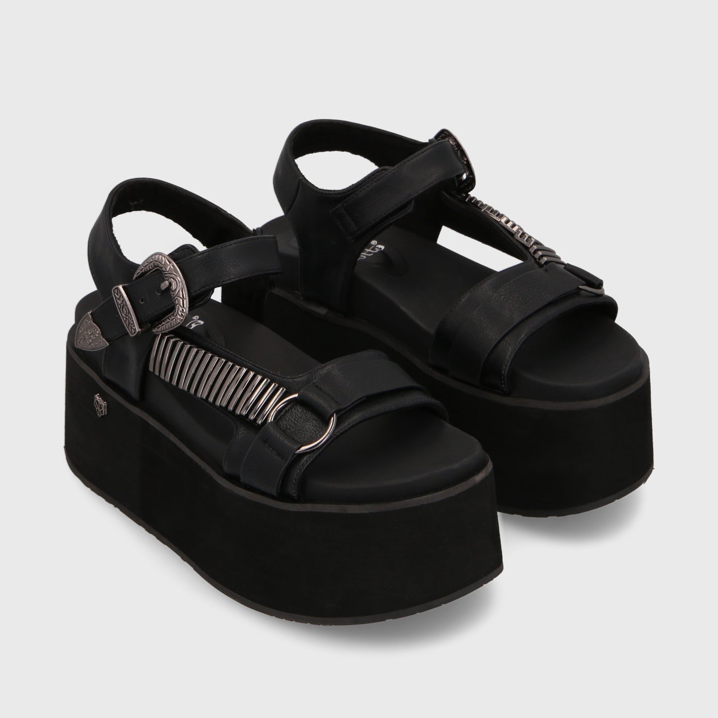 Sandalia Plataforma Negra Mujer 35183