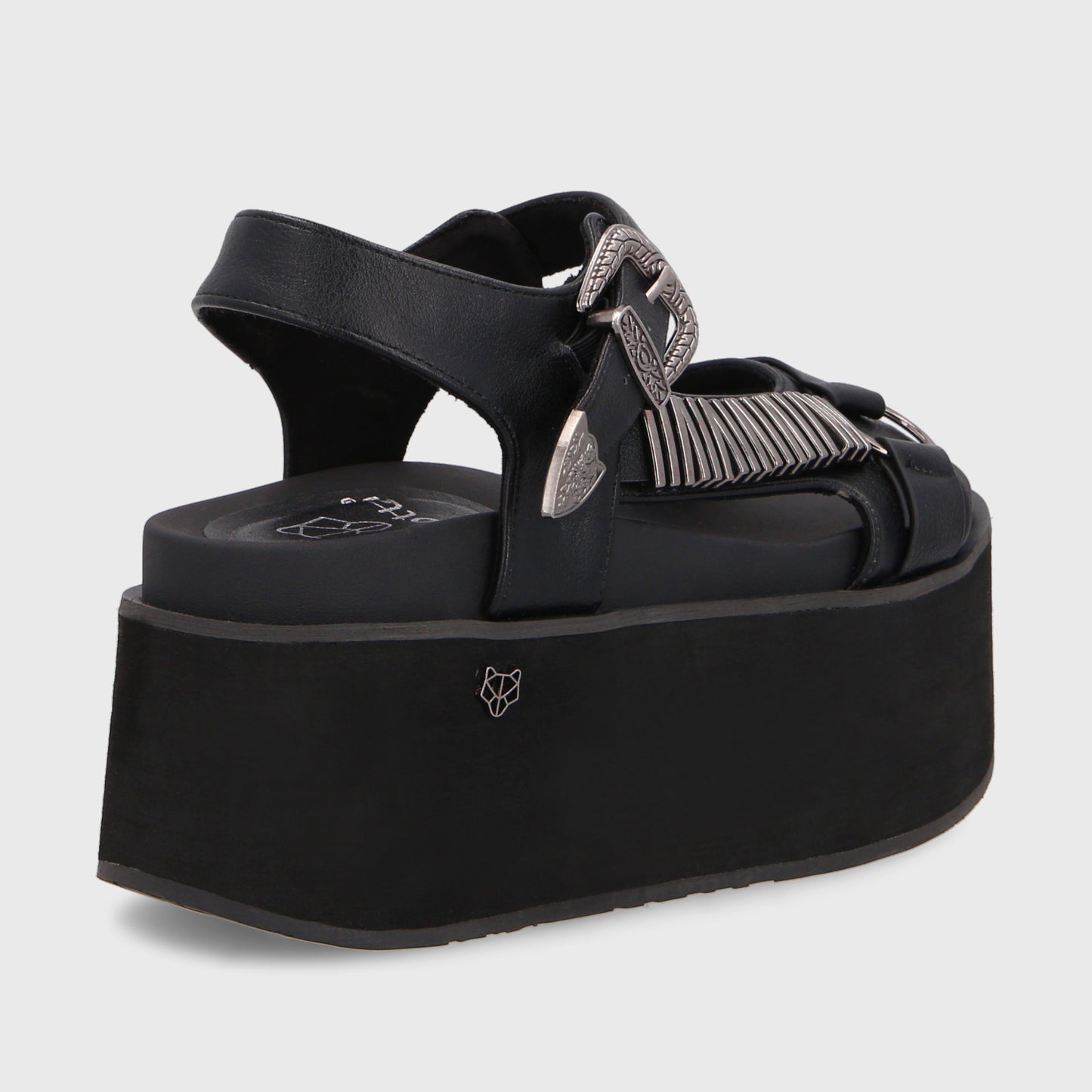 Sandalia Plataforma Negra Mujer 35183