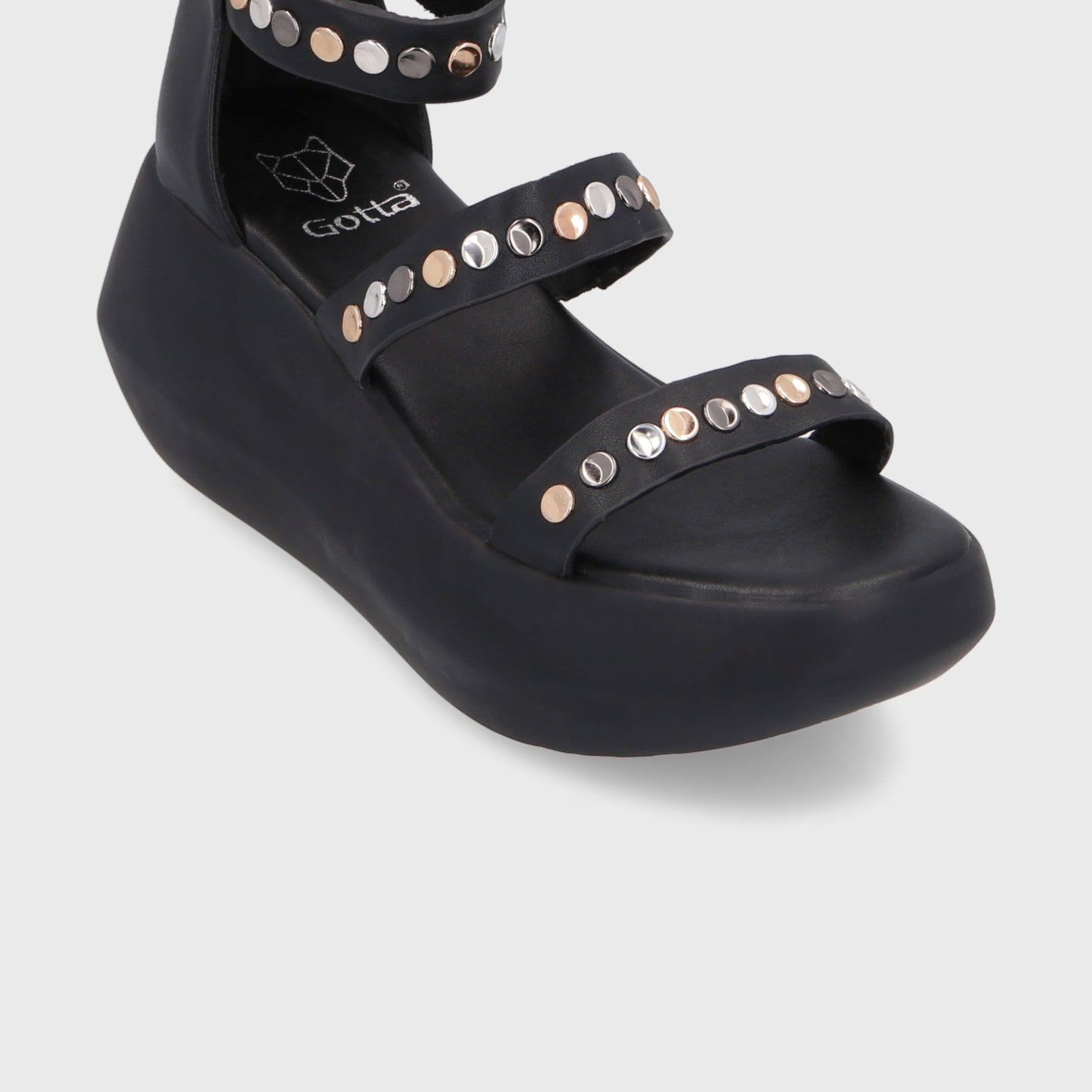 Sandalia Plataforma Negra Mujer 35230