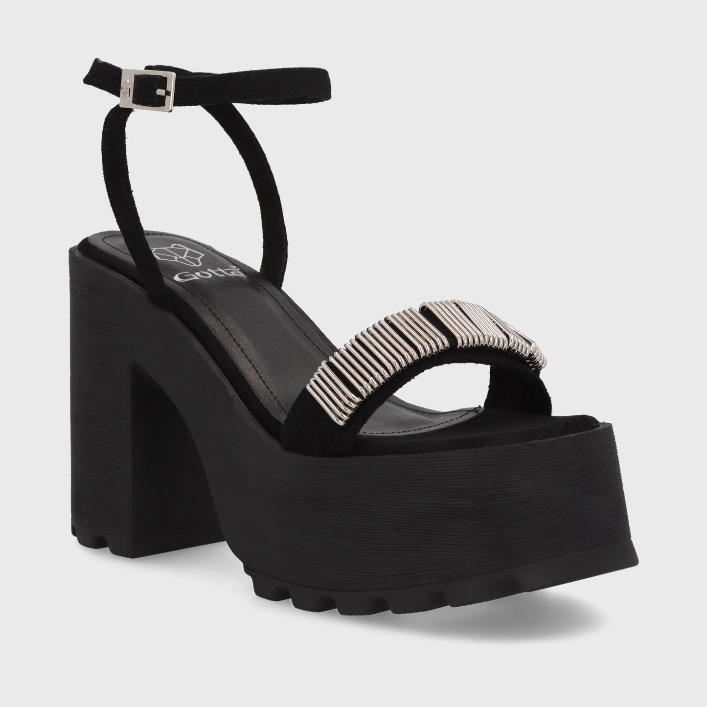 Sandalia Plataforma Negra Mujer 35281