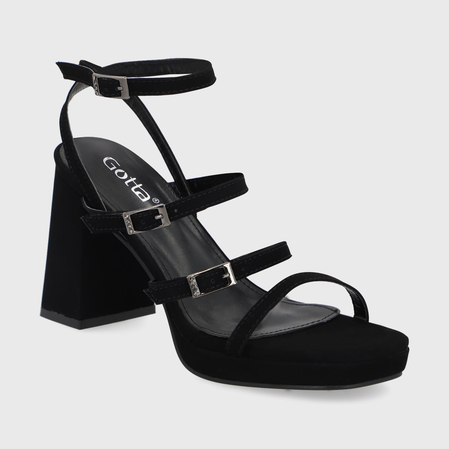 Sandalia Taco Negra Mujer 45901