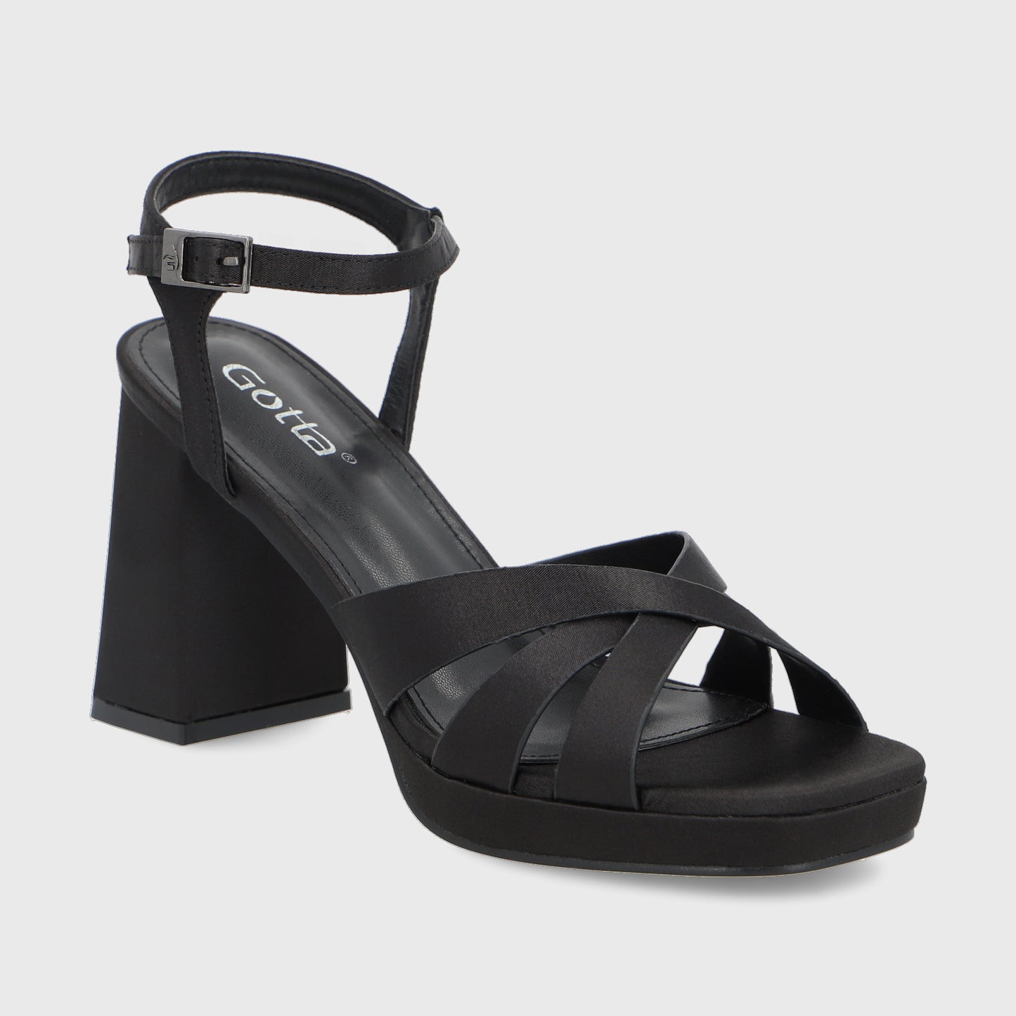Sandalia Taco Negra Mujer 45902