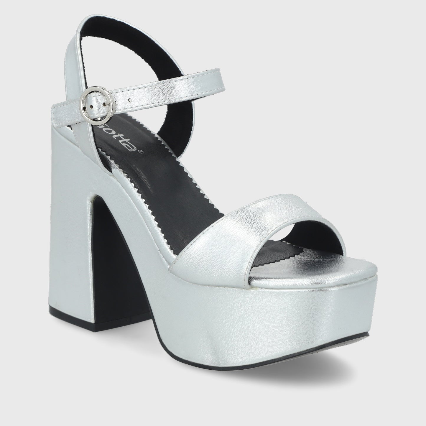 Sandalia Taco Plateada Mujer 45910