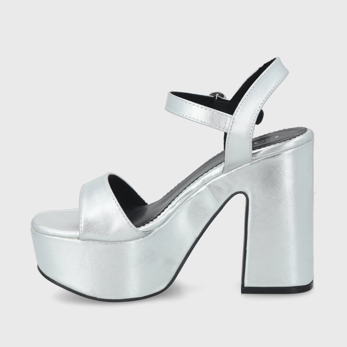 Sandalia Taco Plateada Mujer 45910