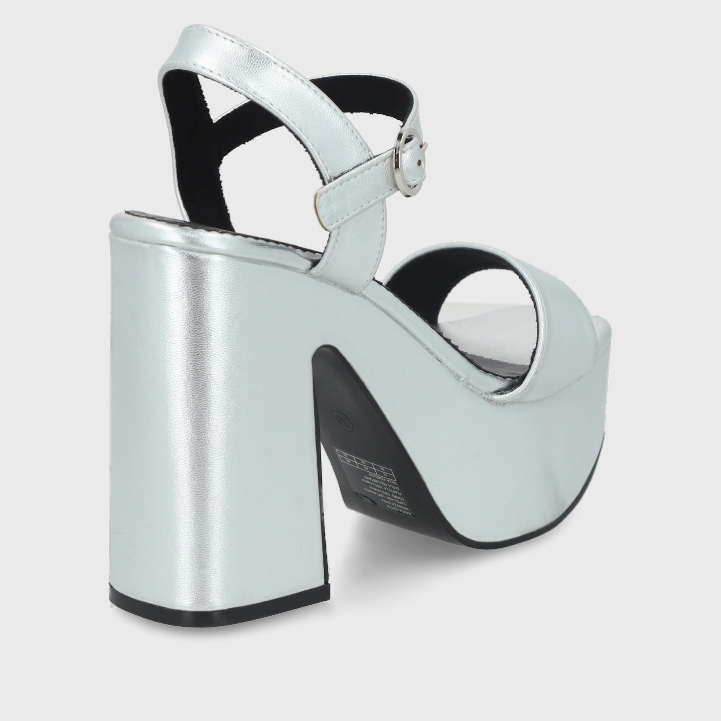 Sandalia Taco Plateada Mujer 45910