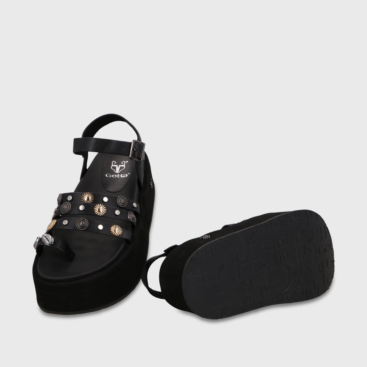 Sandalia Plataforma Negra Mujer 55943