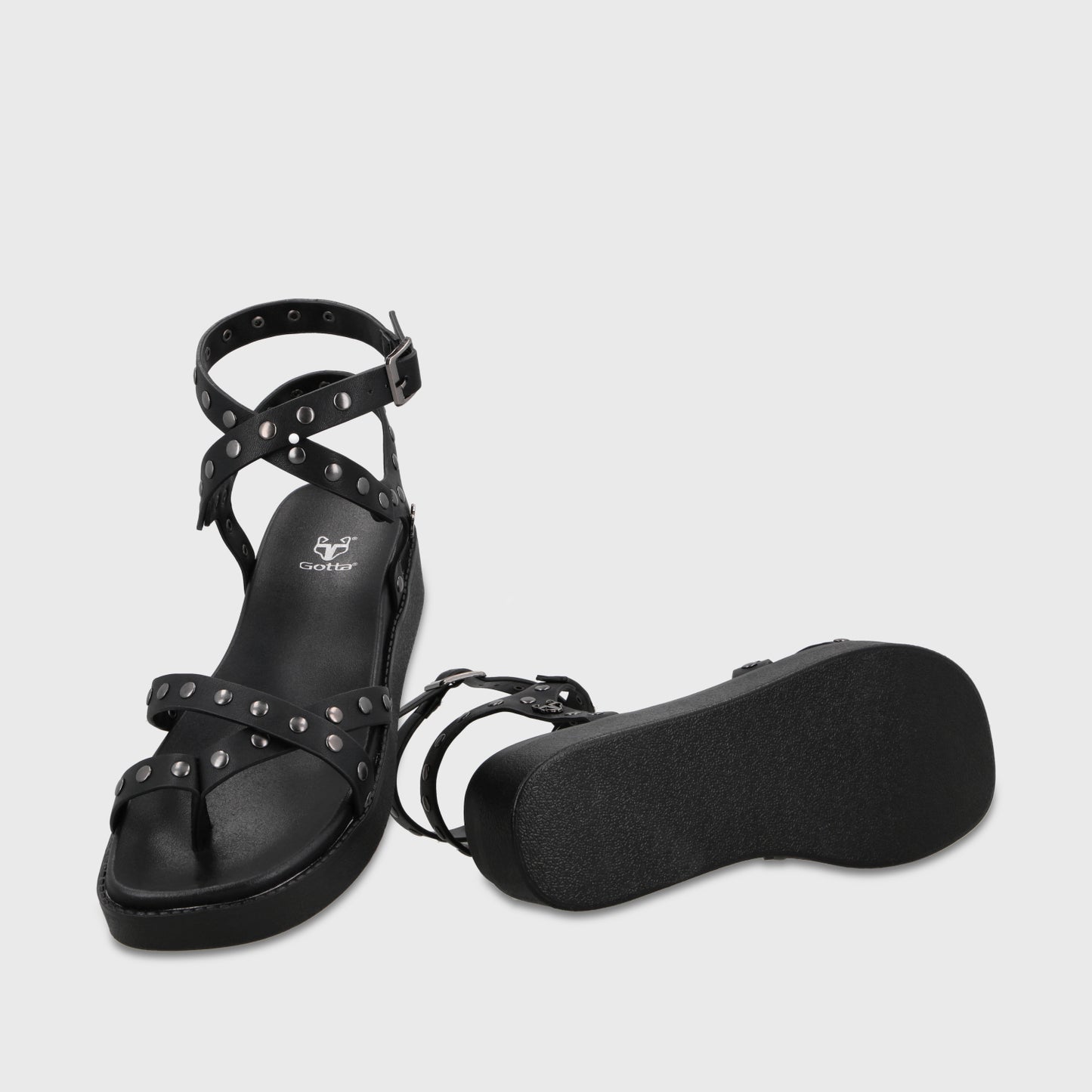 Sandalia Plataforma Negra Mujer 64170