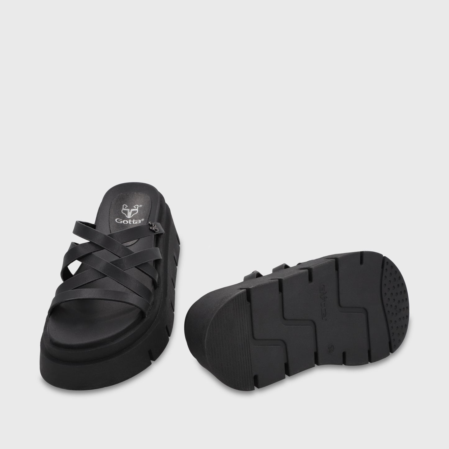 Sandalia Plataforma Negra Mujer 65810