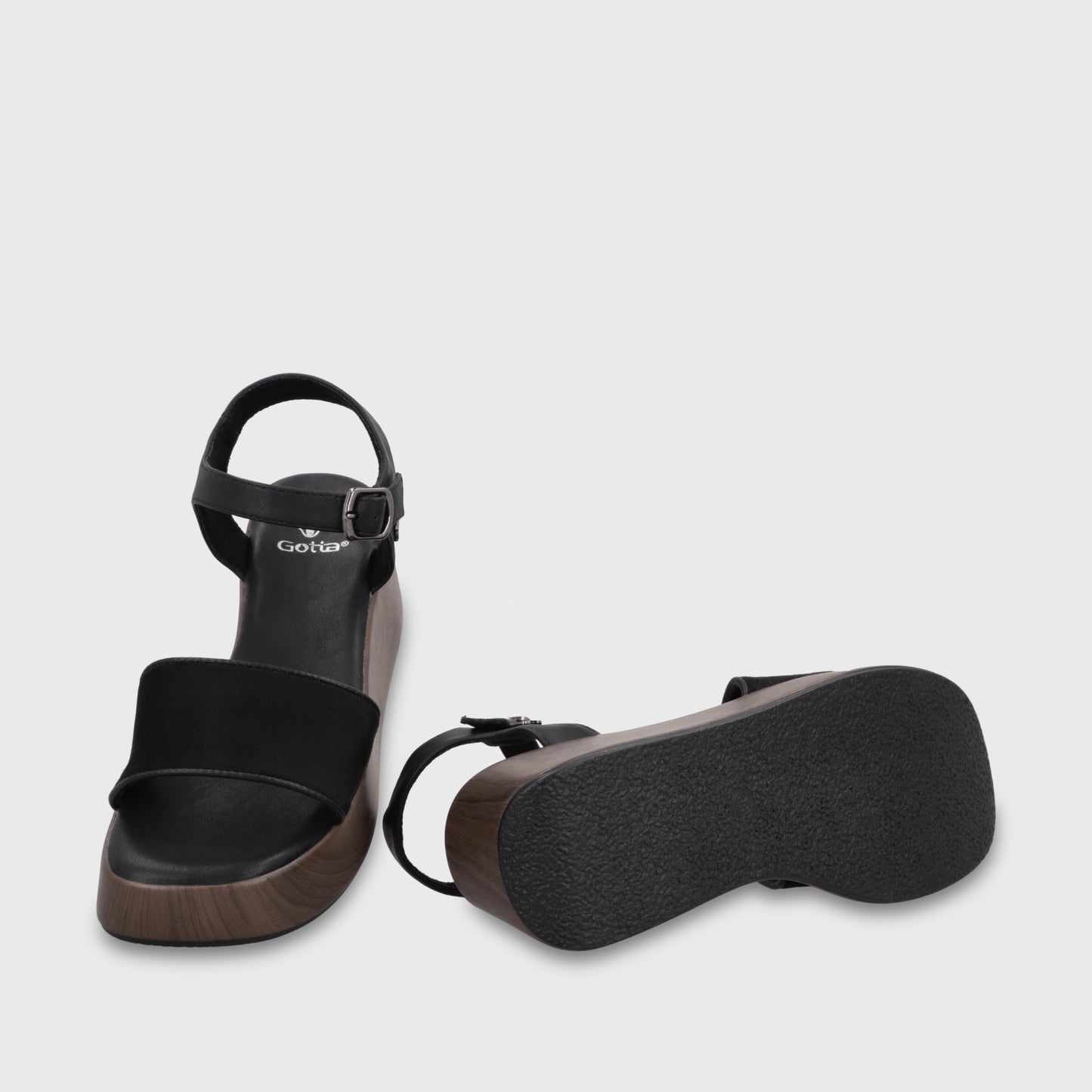 Sandalia Plataforma Negra Mujer 65820