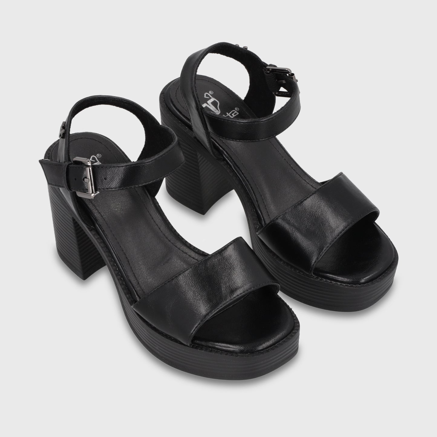 Sandalia Taco Negra Mujer 65922