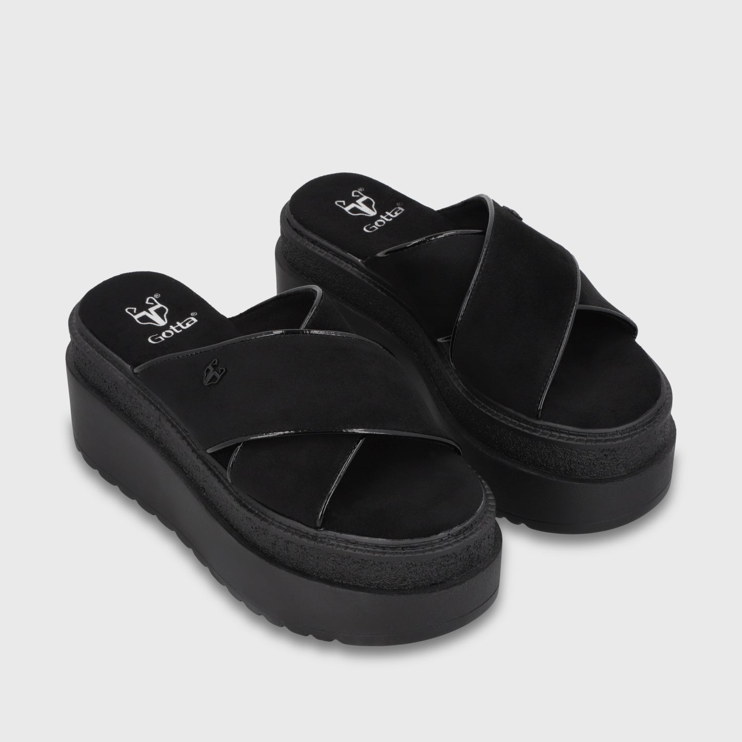 Sandalia Plataforma Negra Mujer 65930