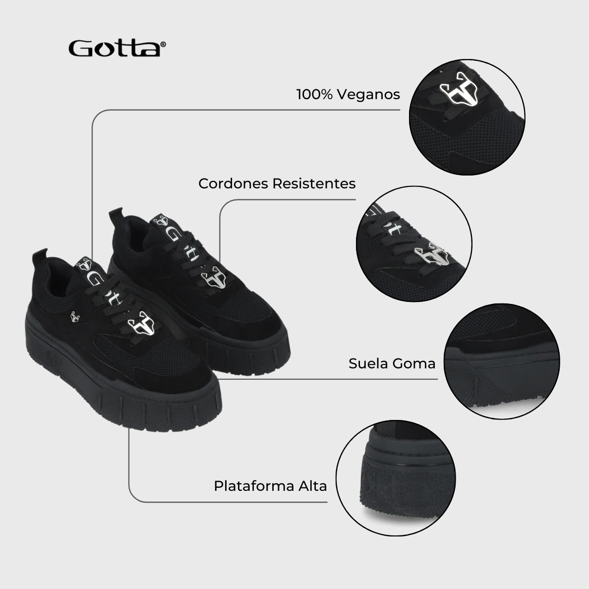 Zapatilla Negra Mujer 43052 - Gotta Perú