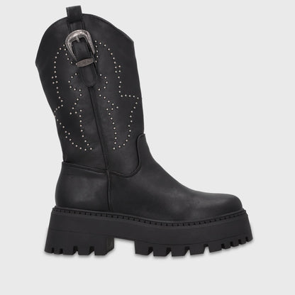 Bota Plataforma Negra Mujer 45807
