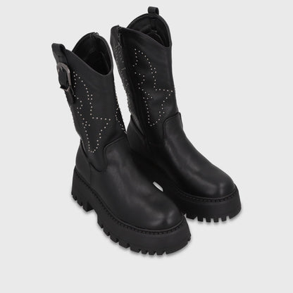 Bota Plataforma Negra Mujer 45807