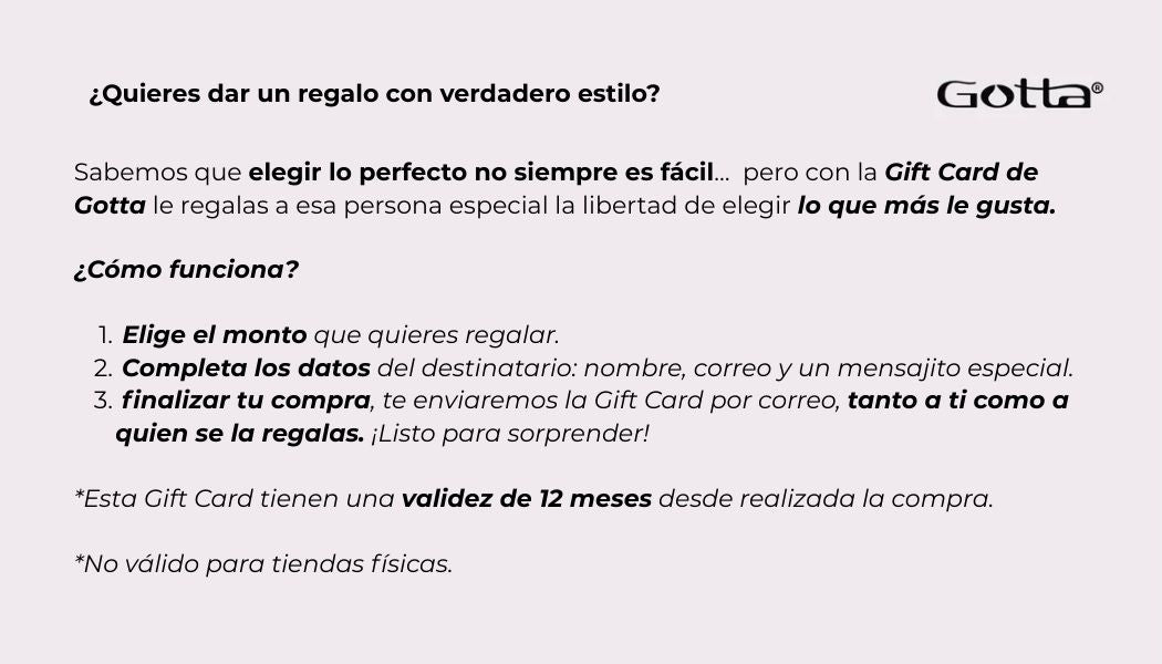 Gift Card Gotta - Gotta Perú