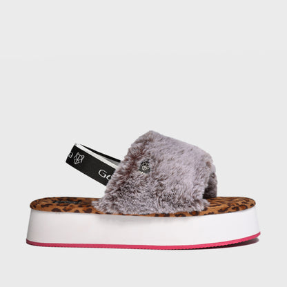 Slipper Gris Animal Print Mujer 15313