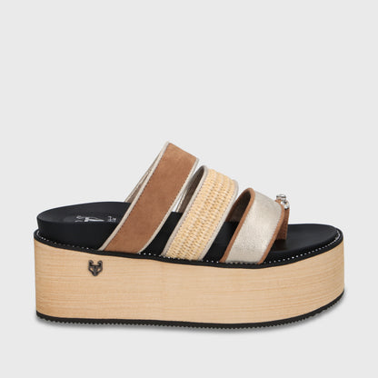 Sandalia Plataforma Beige Mujer 15662