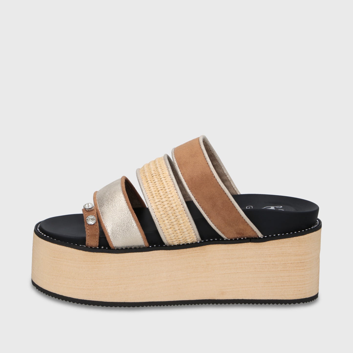 Sandalia Plataforma Beige Mujer 15662