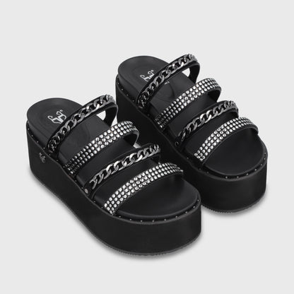 Sandalia Plataforma Negra Mujer 1566F