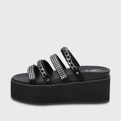 Sandalia Plataforma Negra Mujer 1566F