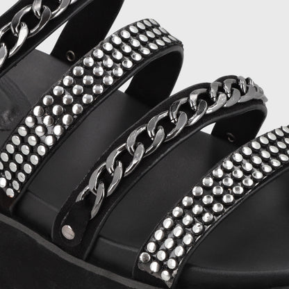 Sandalia Plataforma Negra Mujer 1566F