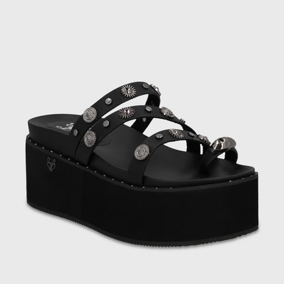 Sandalia Plataforma Negra Mujer 1566G
