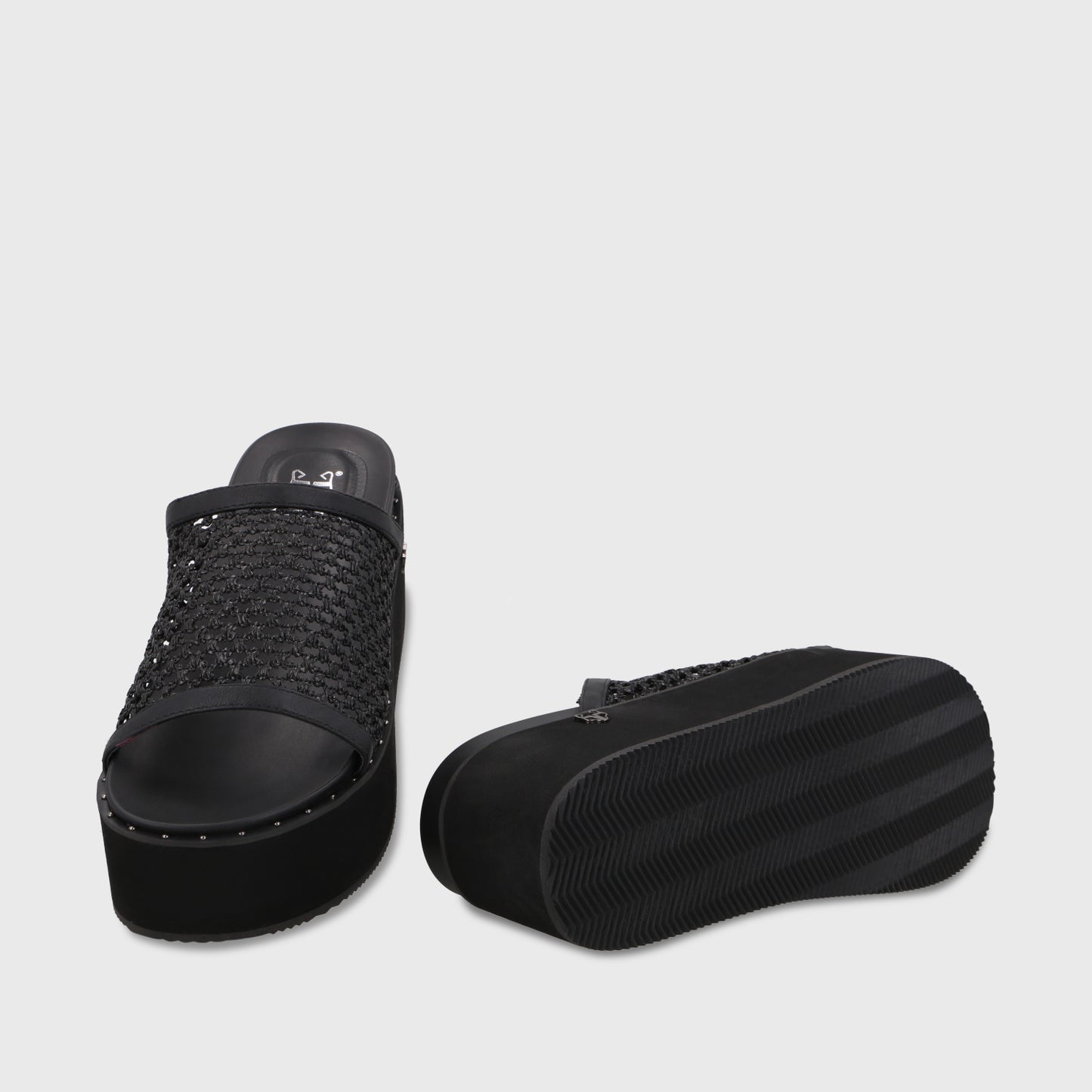 Sandalia Plataforma Negra Mujer 1566H