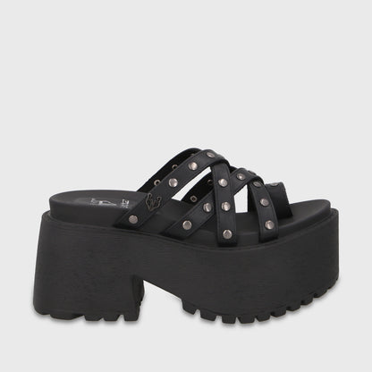 Sandalia Plataforma Negra Mujer 1567F
